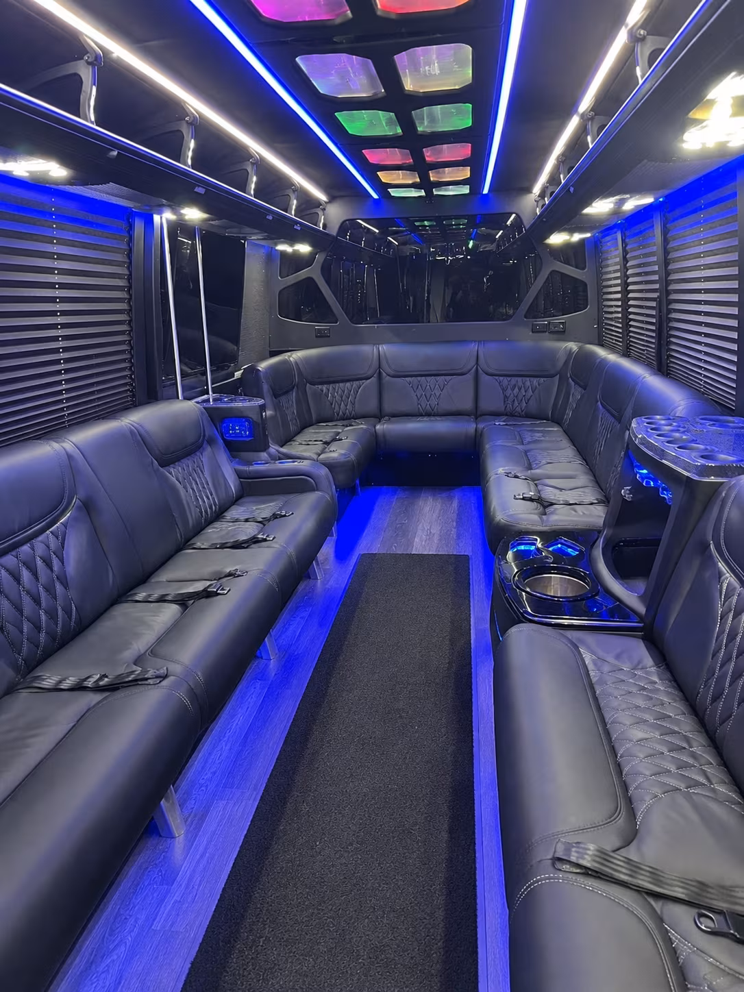 Topeka Birthday, Sweet 16, & Quinceañera Transportation party bus interior