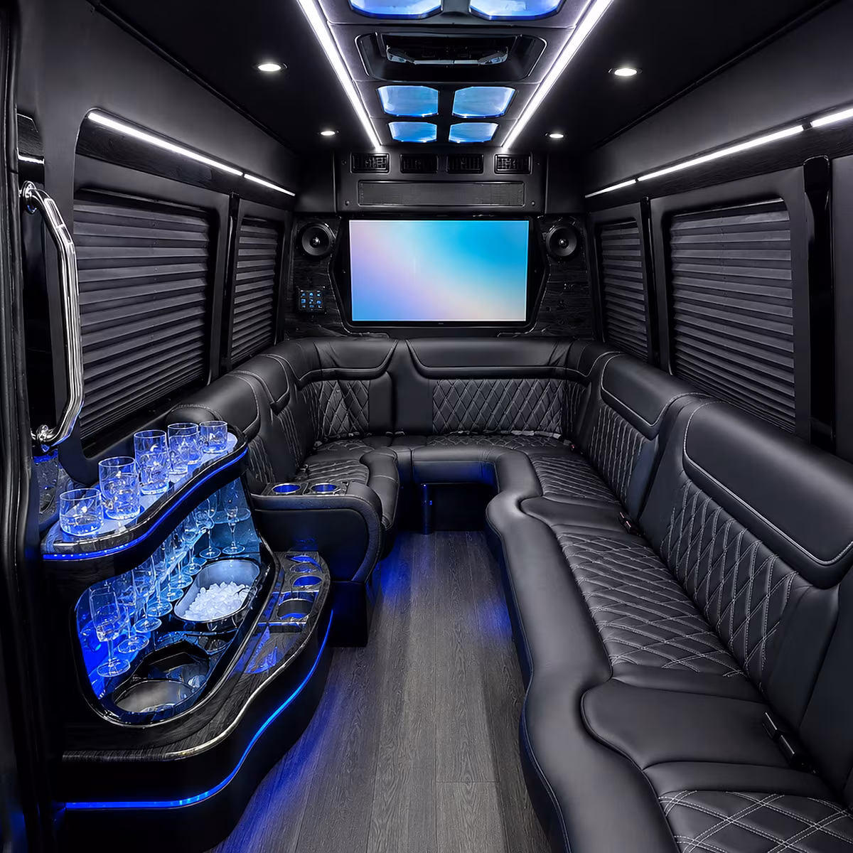 Topeka Sporting Event Transportation party bus interior