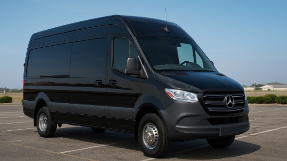 Exterior of Topeka Party Bus Company's 14 Passenger Sprinter Limousine in Overland Park