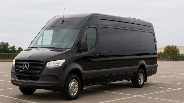 Exterior of Topeka Party Bus Company's 14 Passenger Sprinter Limousine in Shawnee