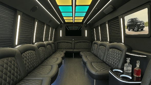 Interior of Topeka Party Bus Company's 20 Passenger Party Bus in Lawrence