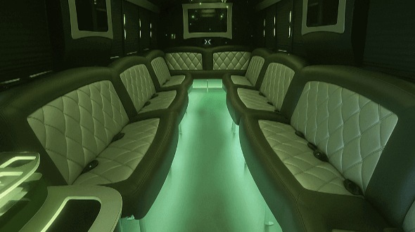 Interior of Topeka Party Bus Company's 25 Passenger Party Bus in Lawrence