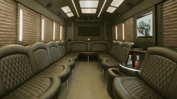 Interior of Topeka Party Bus Company's 25 Passenger Party Bus in St. Joseph