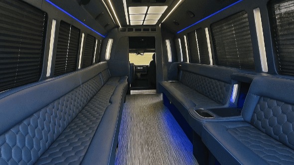 Interior of Topeka Party Bus Company's 28 Passenger Party Bus in Lawrence