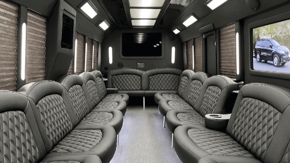 Interior of Topeka Party Bus Company's 30 Passenger Party Bus in Independence