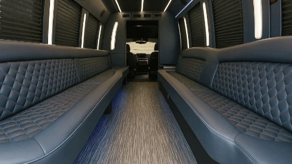 Interior of Topeka Party Bus Company's 30 Passenger Party Bus in Shawnee