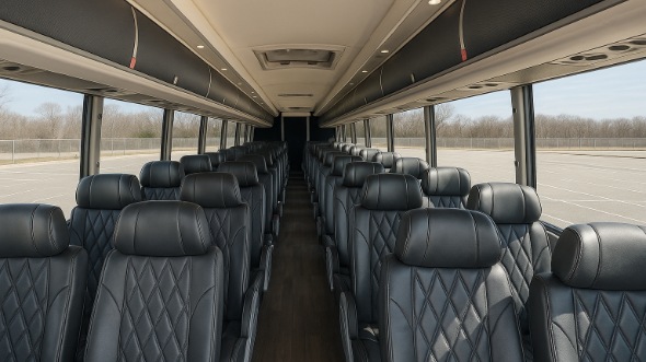 Interior of Topeka Party Bus Company's 45 Passenger Charter Bus in Topeka