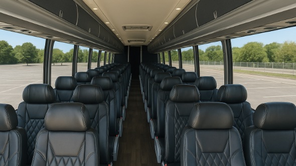 Interior of Topeka Party Bus Company's 48 Passenger Charter Bus in Topeka