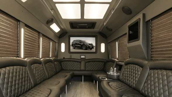 Interior of Topeka Party Bus Company's 50 Passenger Party Bus in Shawnee