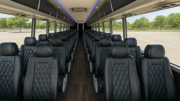 Interior of Topeka Party Bus Company's 51 Passenger Charter Bus in Topeka