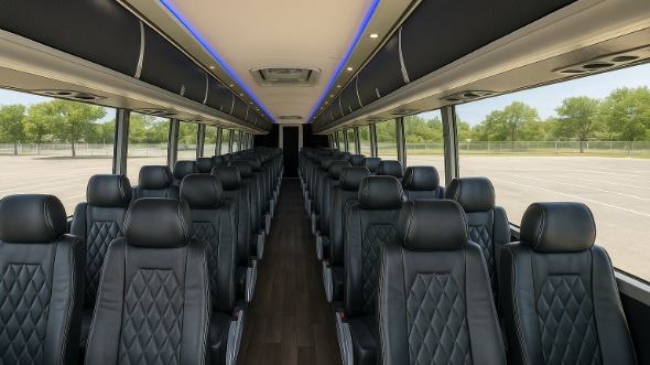 Interior of Topeka Party Bus Company's 55 Passenger Charter Bus in Topeka