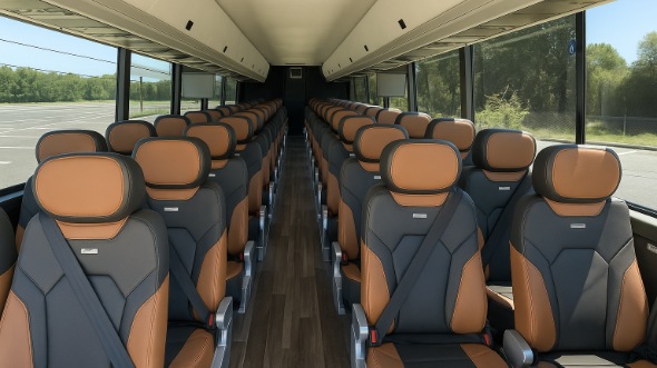 Interior of Topeka Party Bus Company's 56 Passenger Charter Bus in Topeka